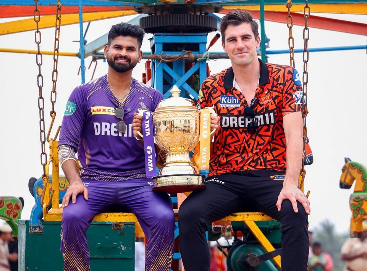 Shreyas Iyer and Pat Cummins posing with the IPL trophy [Image credit: IPLT20/BCCI]