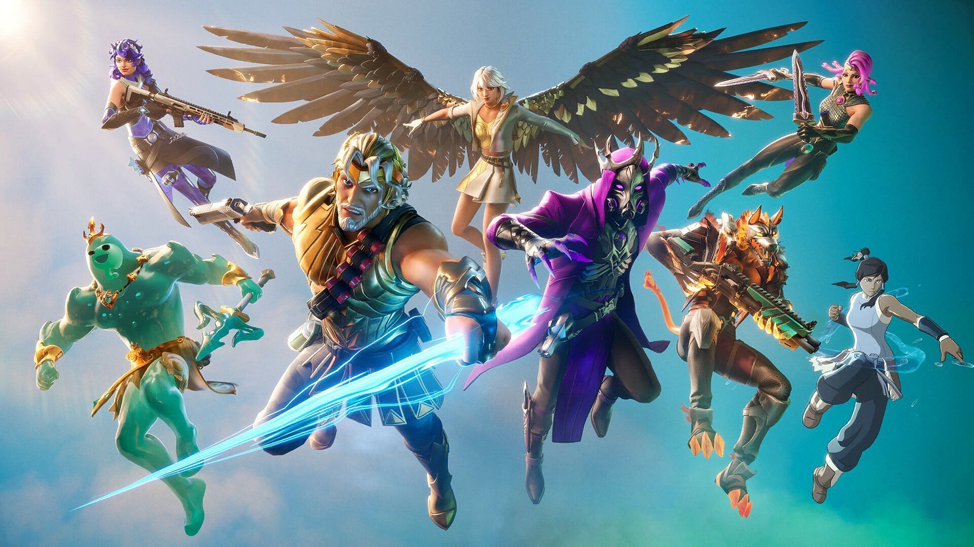 Zeus and his pantheon of Gods aim to destroy the Fortnite Island (Image via Epic Games)