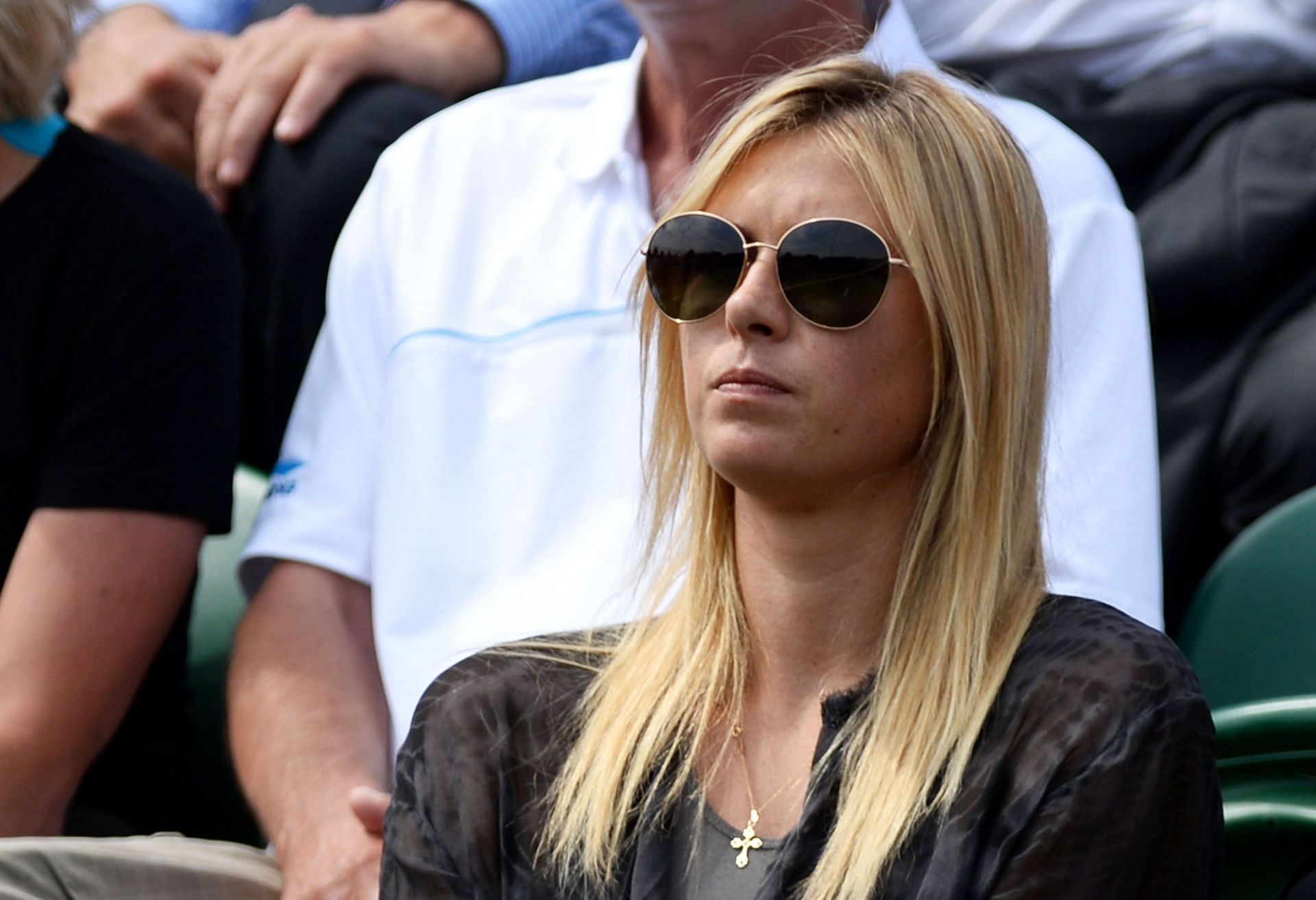 Maria Sharapova watching Grigor Dimitrov&#039;s match at Wimbledon 2013