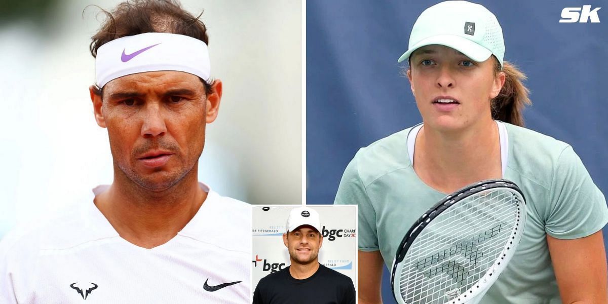 Rafael Nadal (L), Iga Swiatek, Andy Roddick (inset)