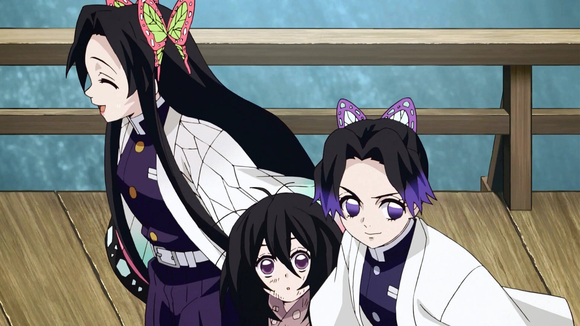 Kanae, Kanao, and Shinobu in a flashback of the anime (Image via Ufotable)