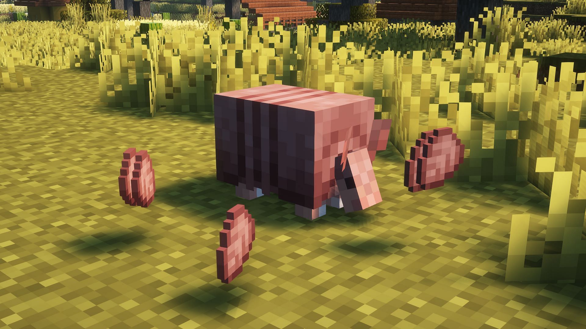 Armadillos drop their scutes upon being brushed (Image via Mojang)