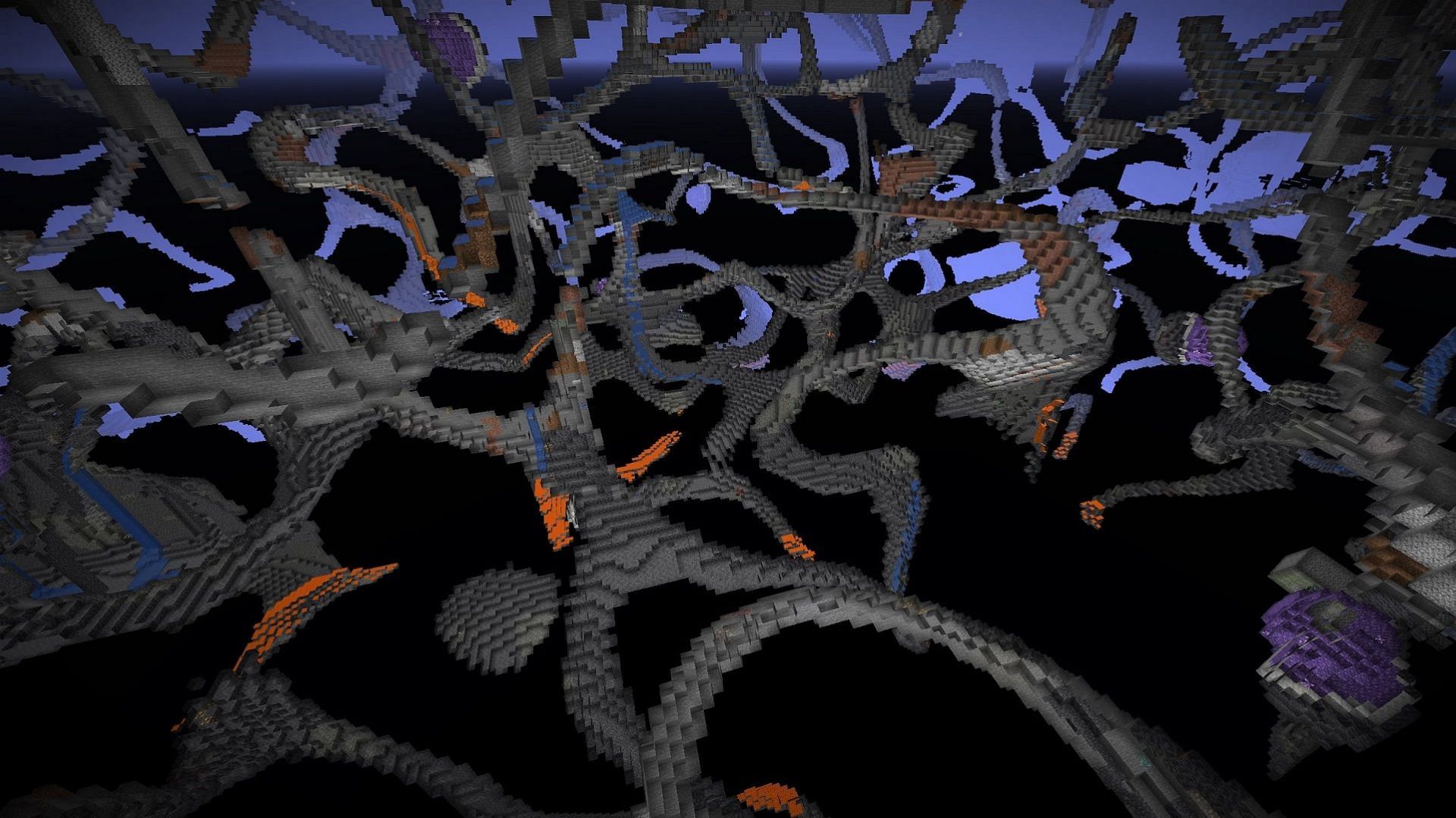 A &quot;spaghetti&quot; cave type in Minecraft (Image via Mojang)