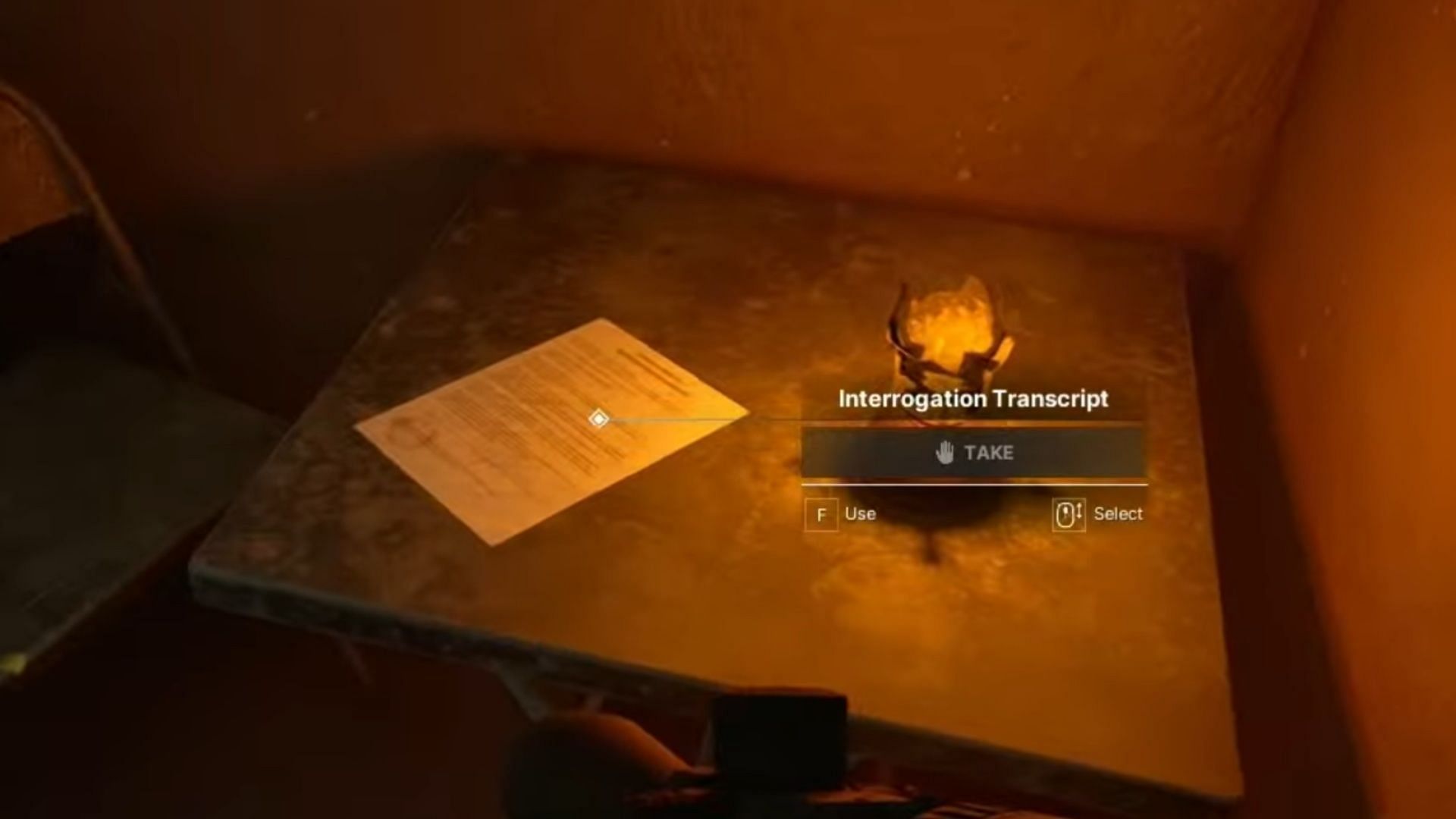 Location of the Interrogation Transcript (Image via MADFINGER Games || YouTube/13lacklight)