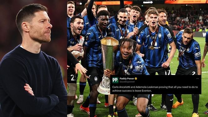 "Xabi Alonso is a fraud", "Not bad for an Everton reject" - Fans react as Atalanta beat Leverkusen to win UEL thanks to Lookman masterclass