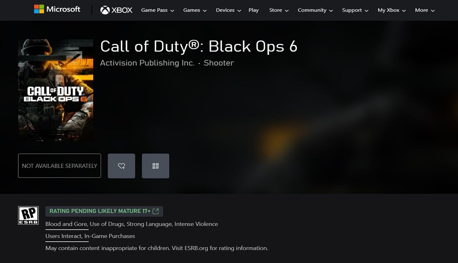 Screenshot from Xbox website (Image via Xbox/Activision)