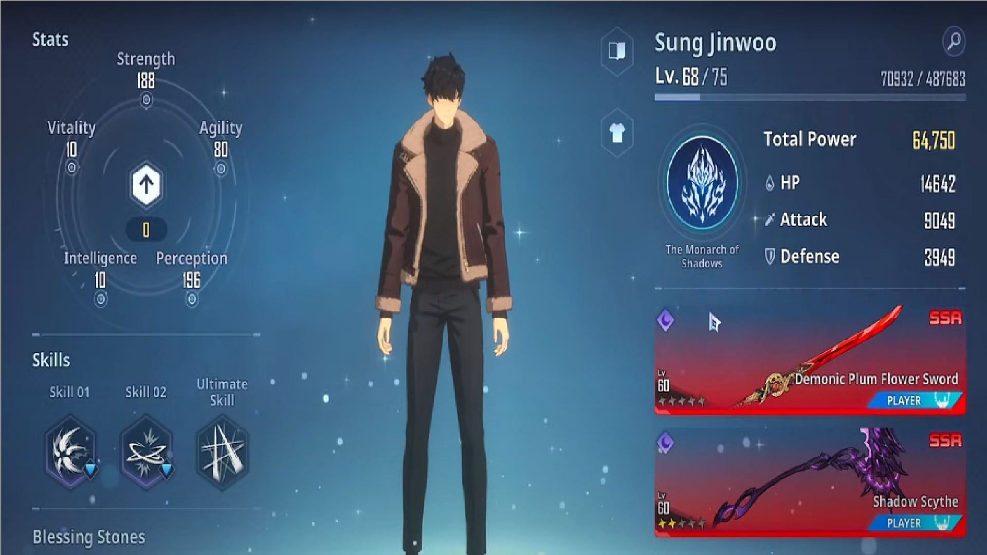Spend Attribute Points wisely to get the best stats for Sung Jinwoo in Solo Leveling Arise (Image via Netmarble)