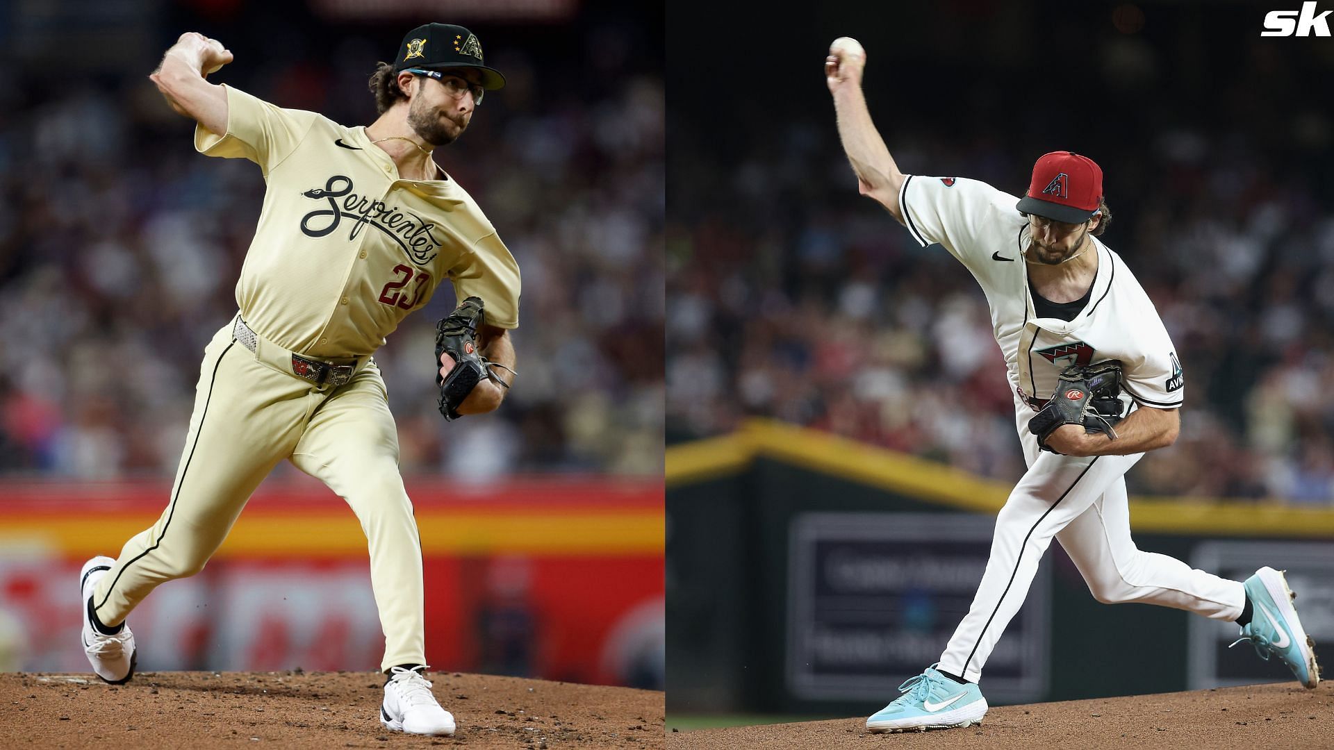 Starting pitcher Zac Gallen of the Arizona Diamondbacks pitches against the Miami Marlins during the first inning of the MLB game at Chase Field