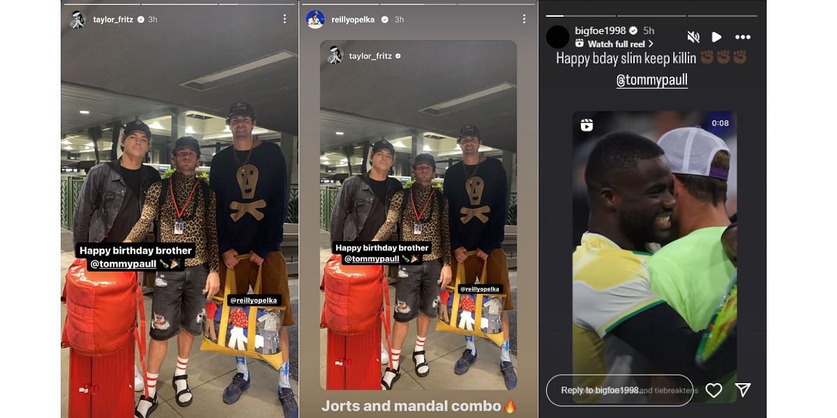 Source- screengrab from the Instagram handles of Taylor Fritz, Reilly Opelka and Frances Tiafoe