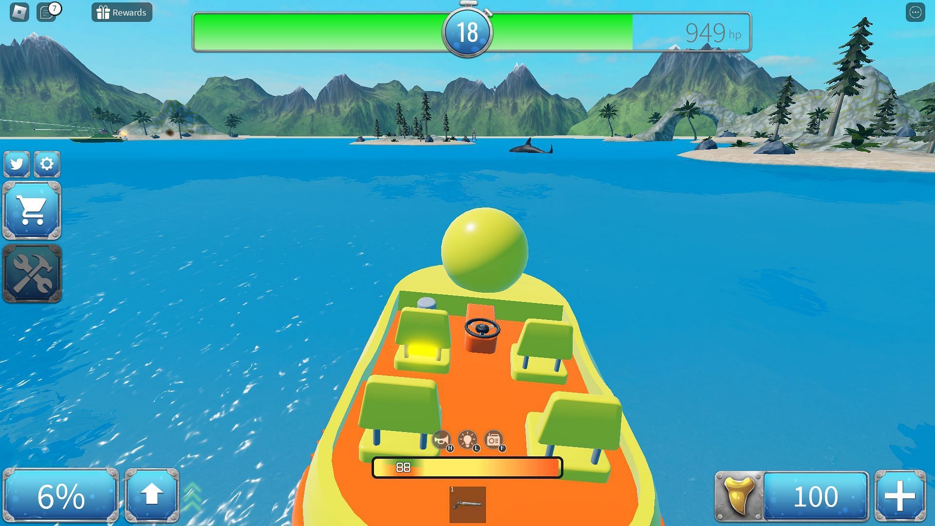 The ducky boat in action (Image via Roblox)