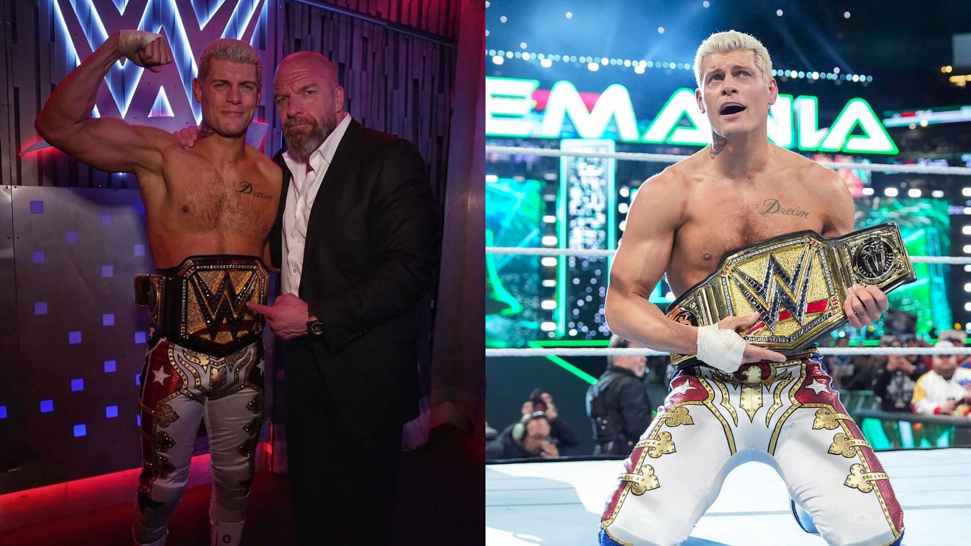 Undisputed WWE Universal Champion Cody Rhodes with WWE CCO Triple H