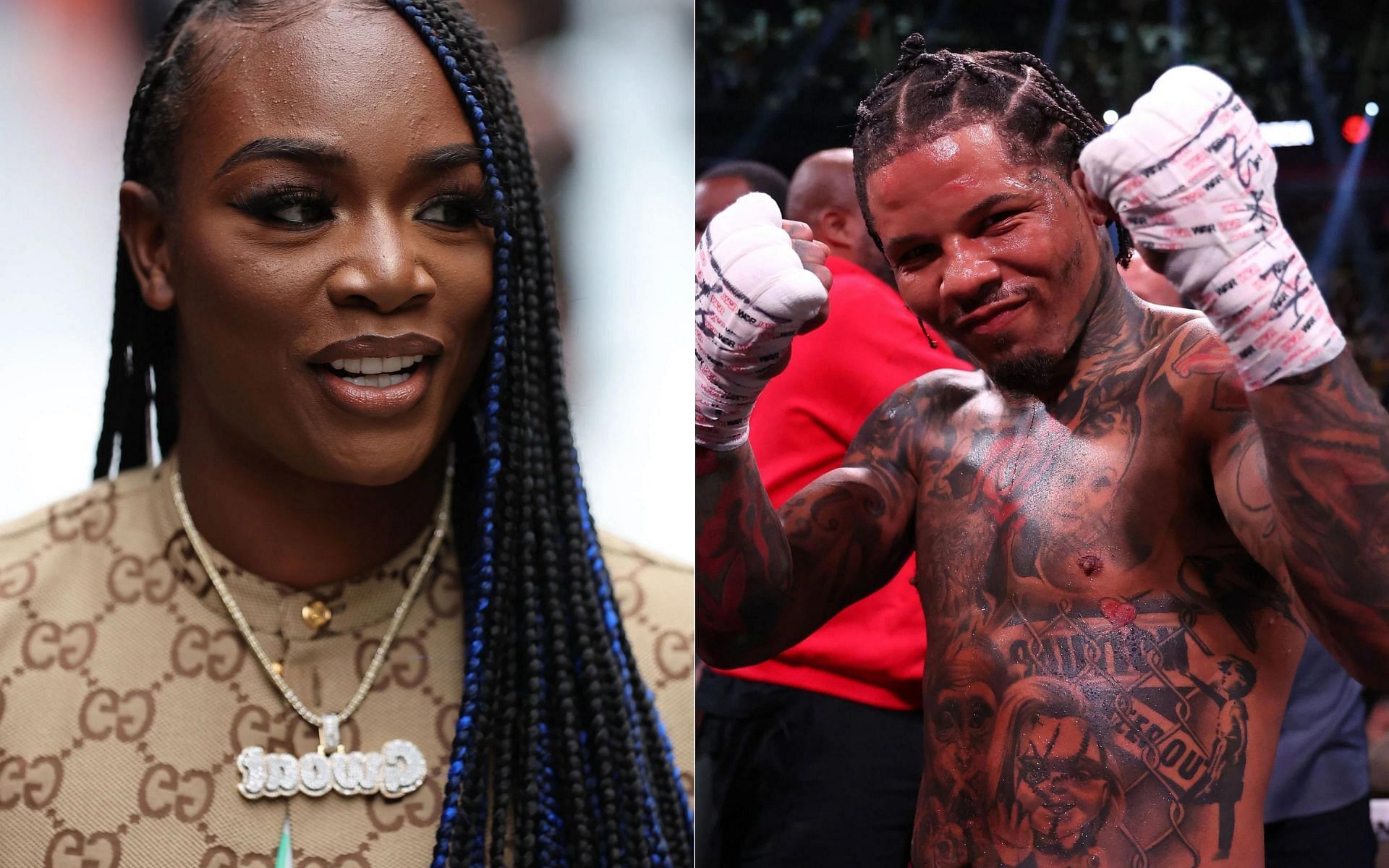 Claressa Shields (left) issues a message to Gervonta Davis (right) [Images via Getty]