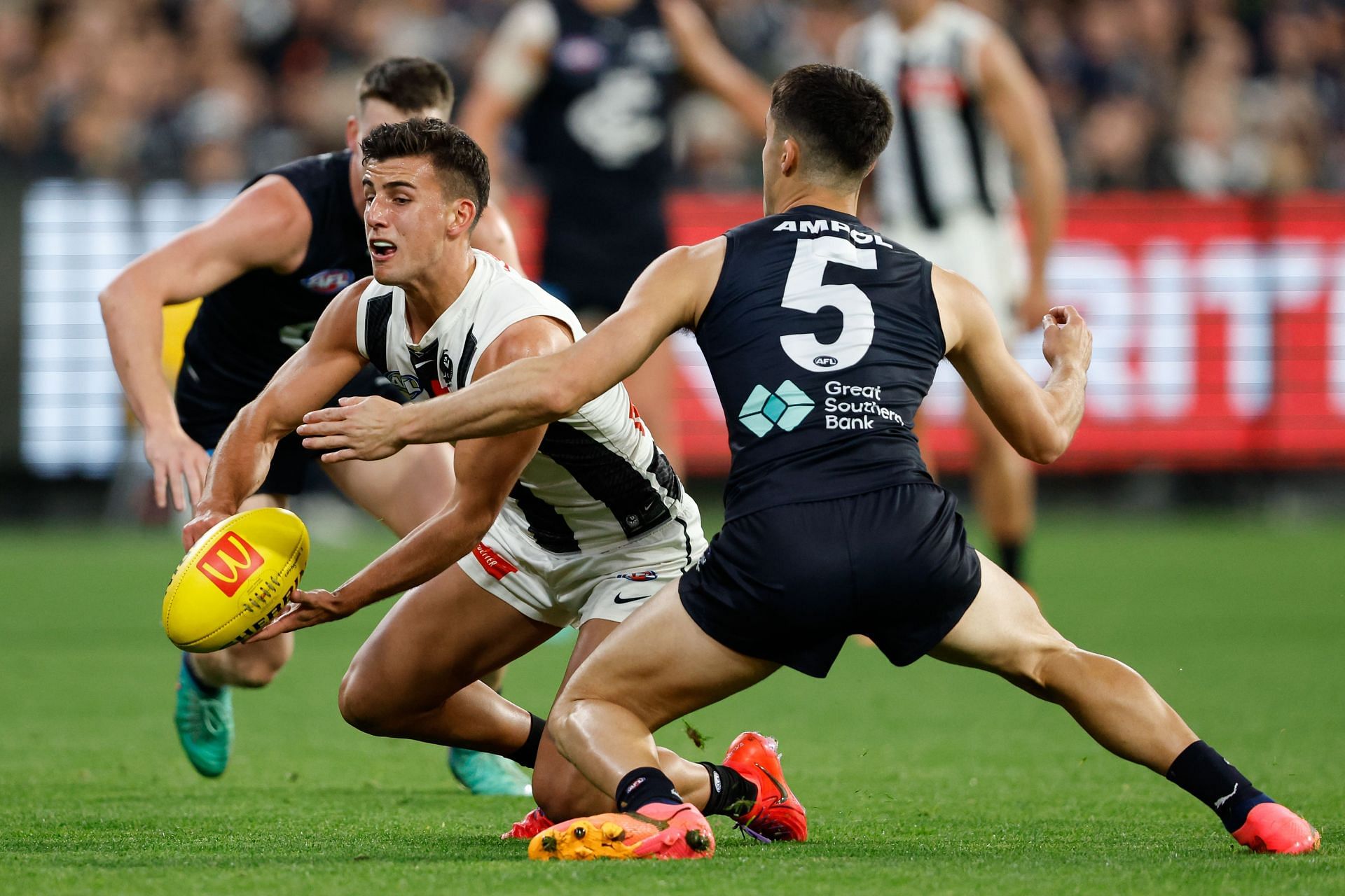 Nick Daicos in action for the Magpies against Carlton