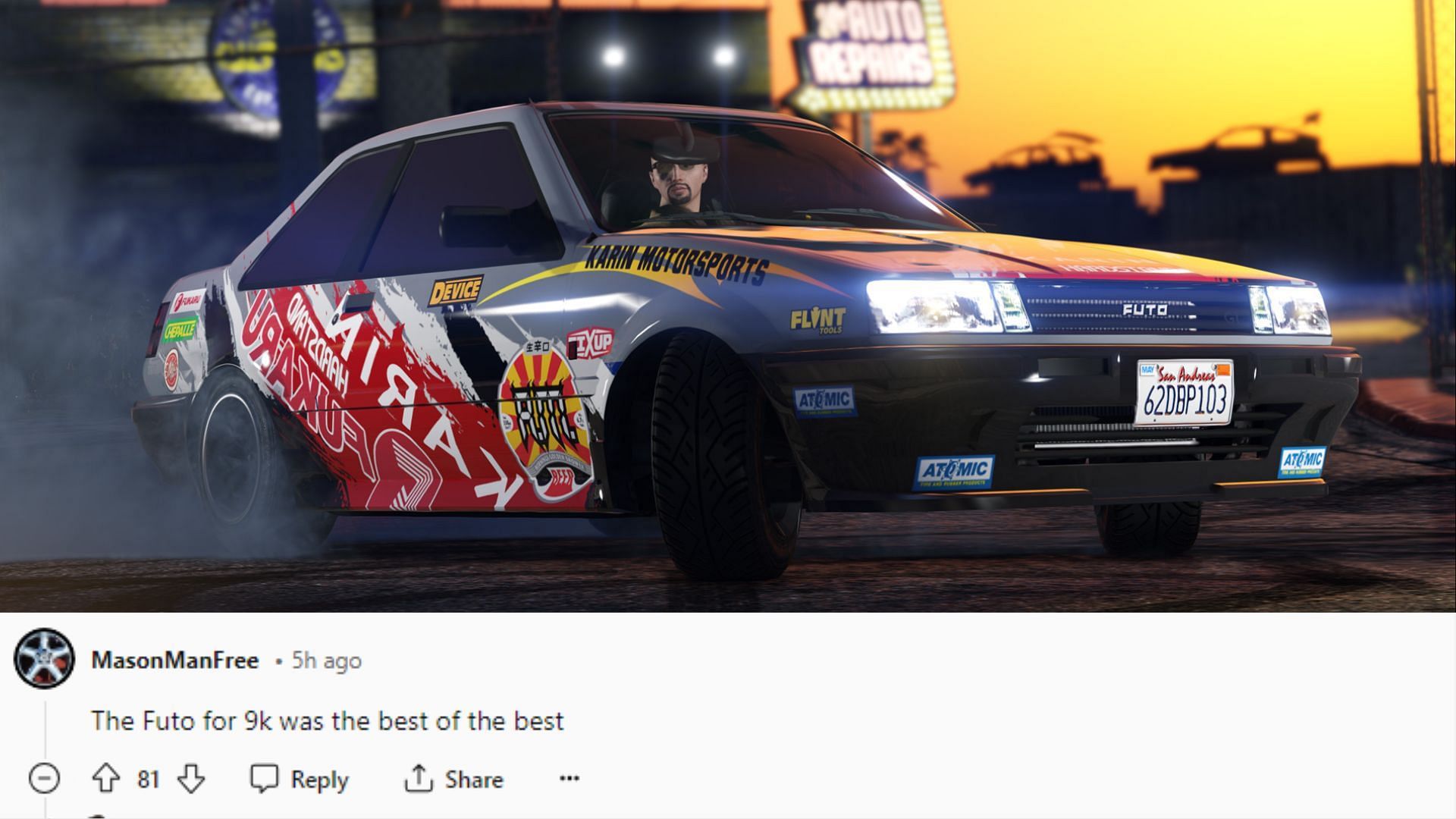 Karin Futo is no longer purchasable but can be stolen (Images via Rockstar Games || Reddit: u/MasonManFree)