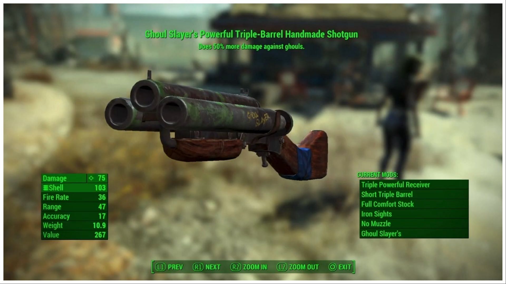 A special variant of the Triple-Barrel Handmade Shotgun (Image via Bethesda Softworks || HotRodFiend/YouTube)