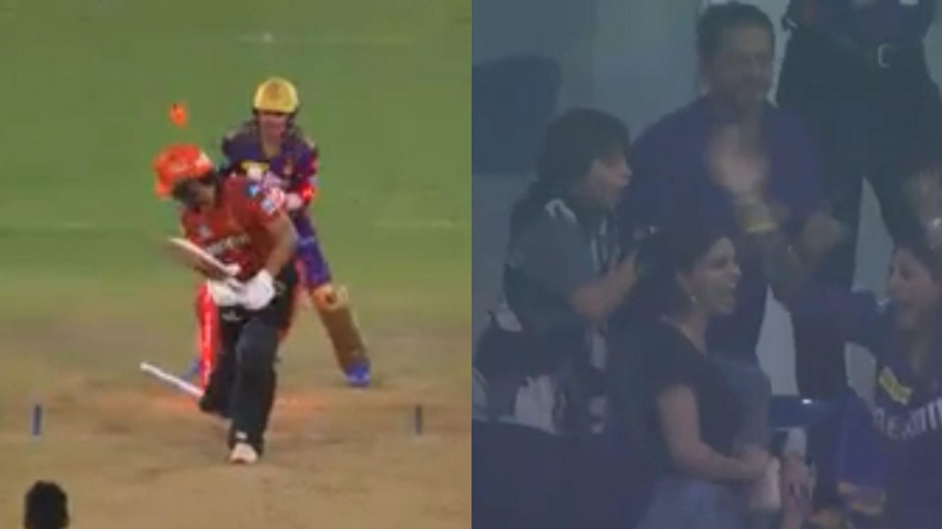 AbRam enjoying with his father Shah Rukh Khan and sister Suhana Khan (Image: IPLT20.com)