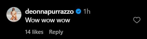 Screengrab of Deonna Purrazzo's reply to Chelsea Green's post