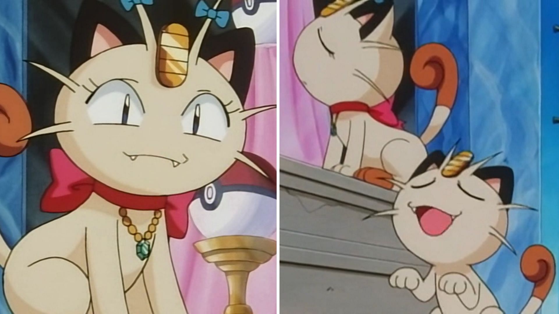 Meowzie and Meowth as seen in the anime (Image via TPC)