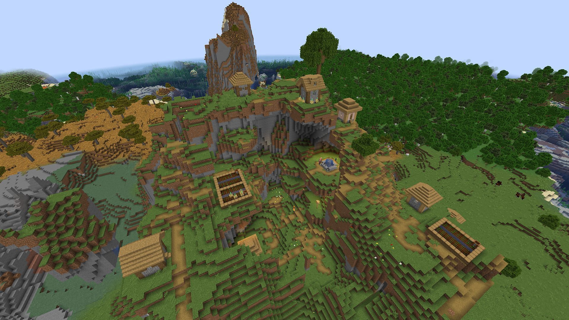 A very cool looking hill village, or hillage (Image via Mojang)