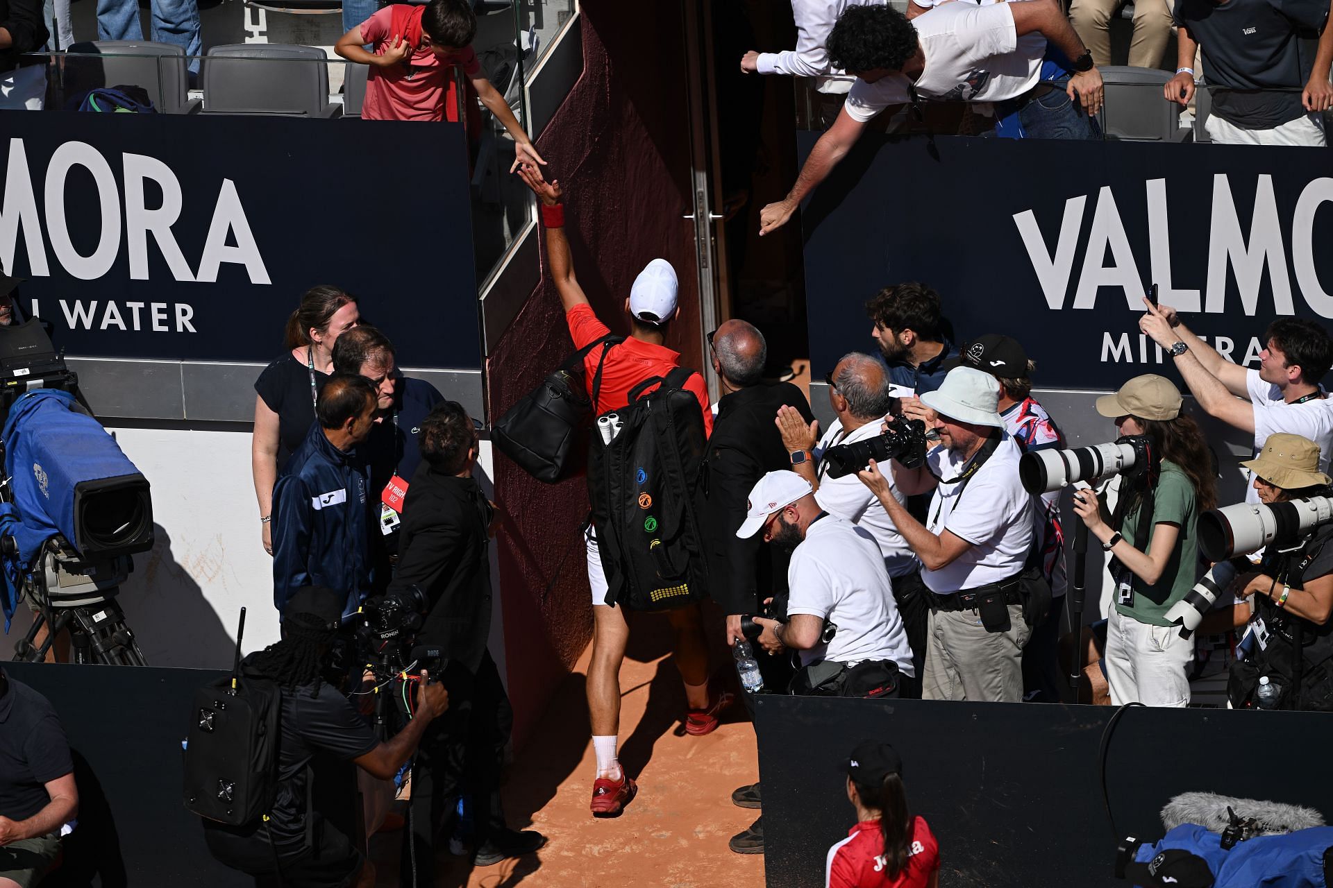 Novak Djokovic greets the fans after his third-round defeat at the Italian Open