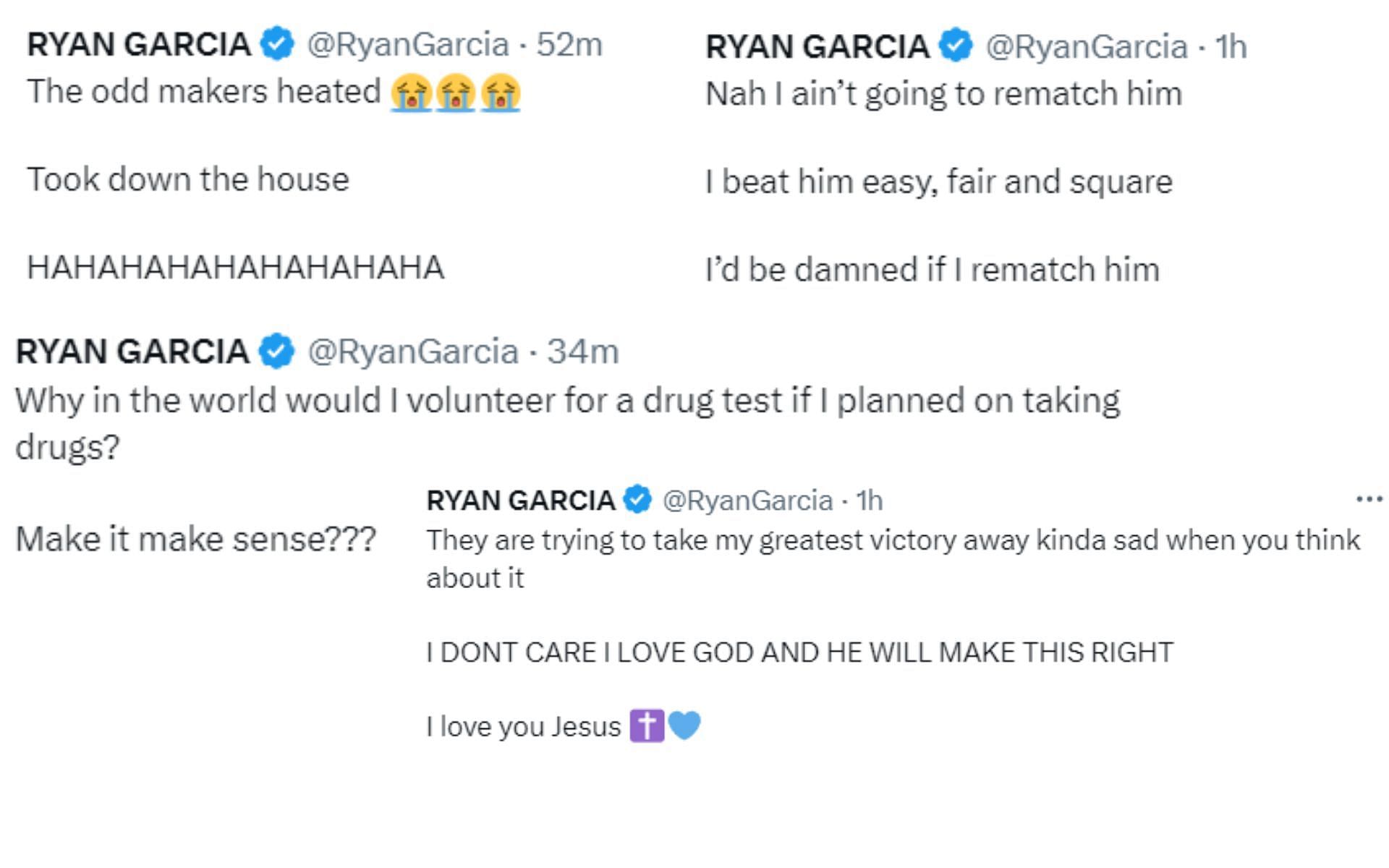 Ryan Garcia responds to positive PED reports