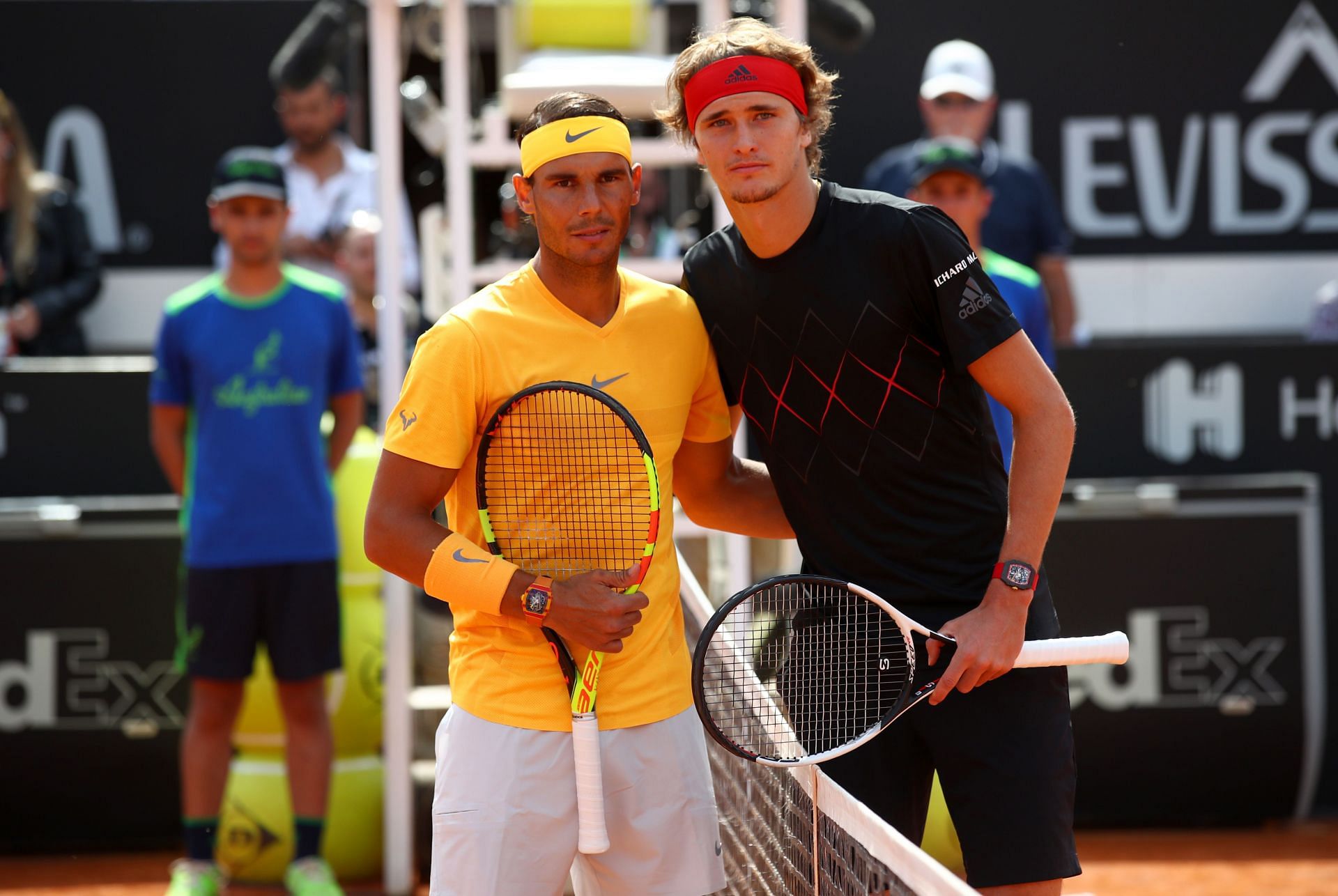 Rafael Nadal (L) and Alexander Zverev