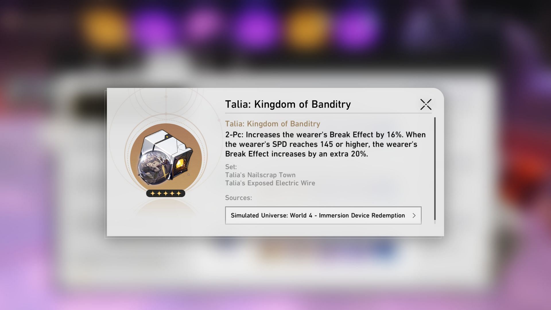 Talia: Kingdom of Banditry Planar Ornament set (Image via HoYoverse)