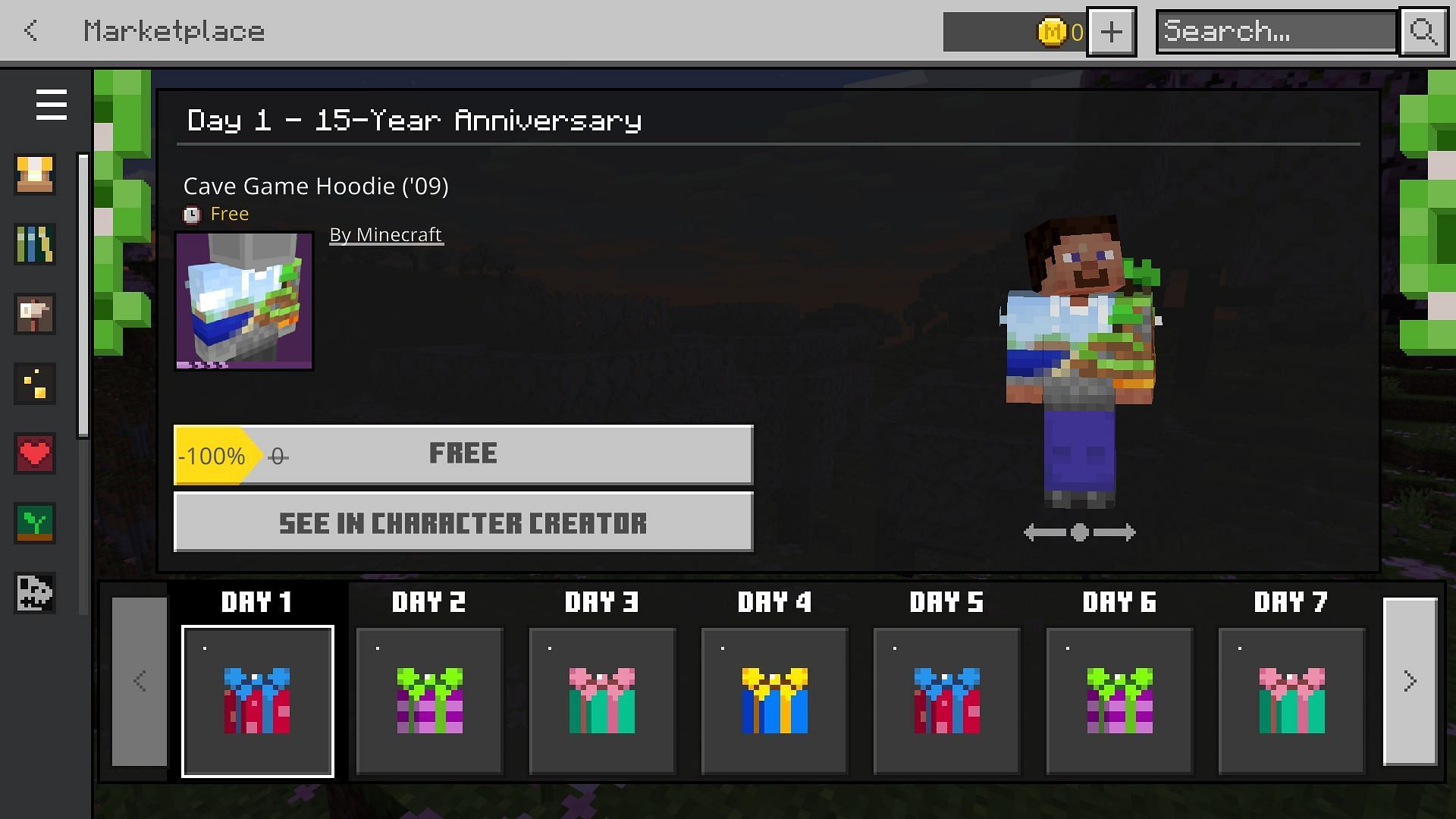 Character creator gifts can be redeemed on Bedrock Edition (Image via Mojang Studios)