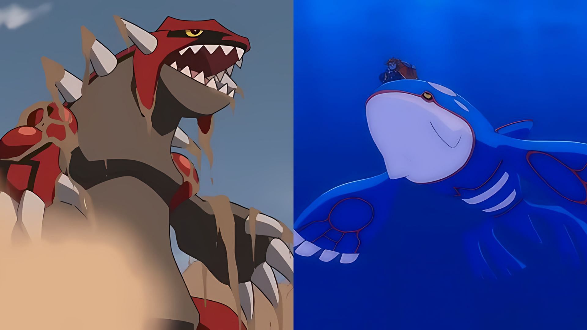 Groudon and Kyogre as seen in the anime (Image via TPC)