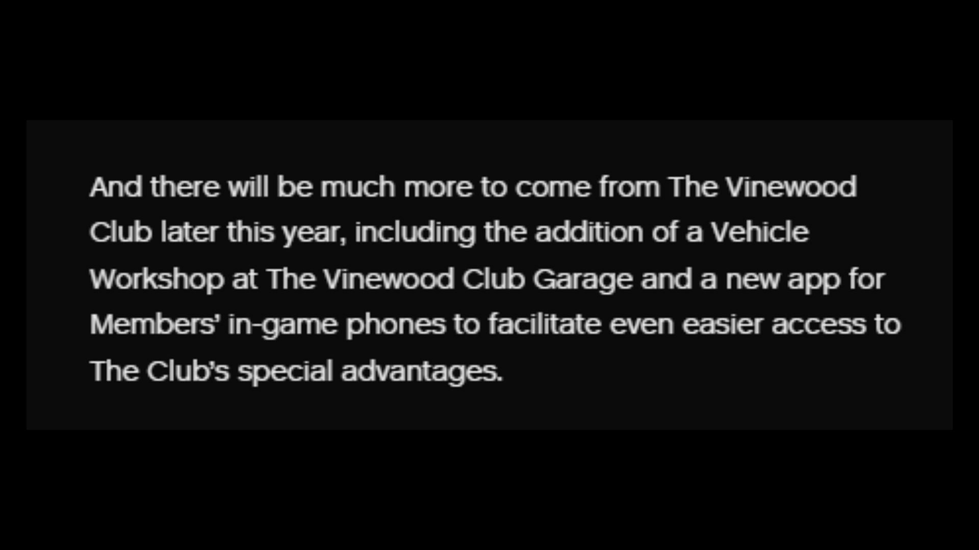 Confirmation of upcoming Vinewood Car Club features (Image via Rockstar Games)