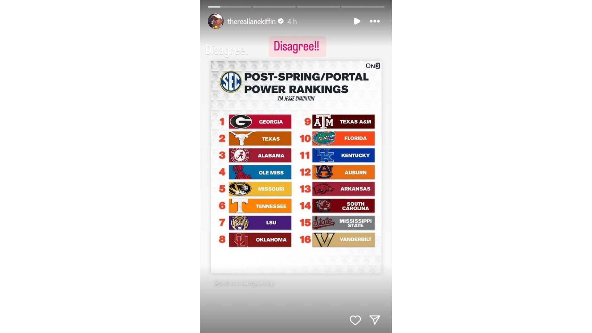 Image Credit: Lane Kiffin's Instagram Story