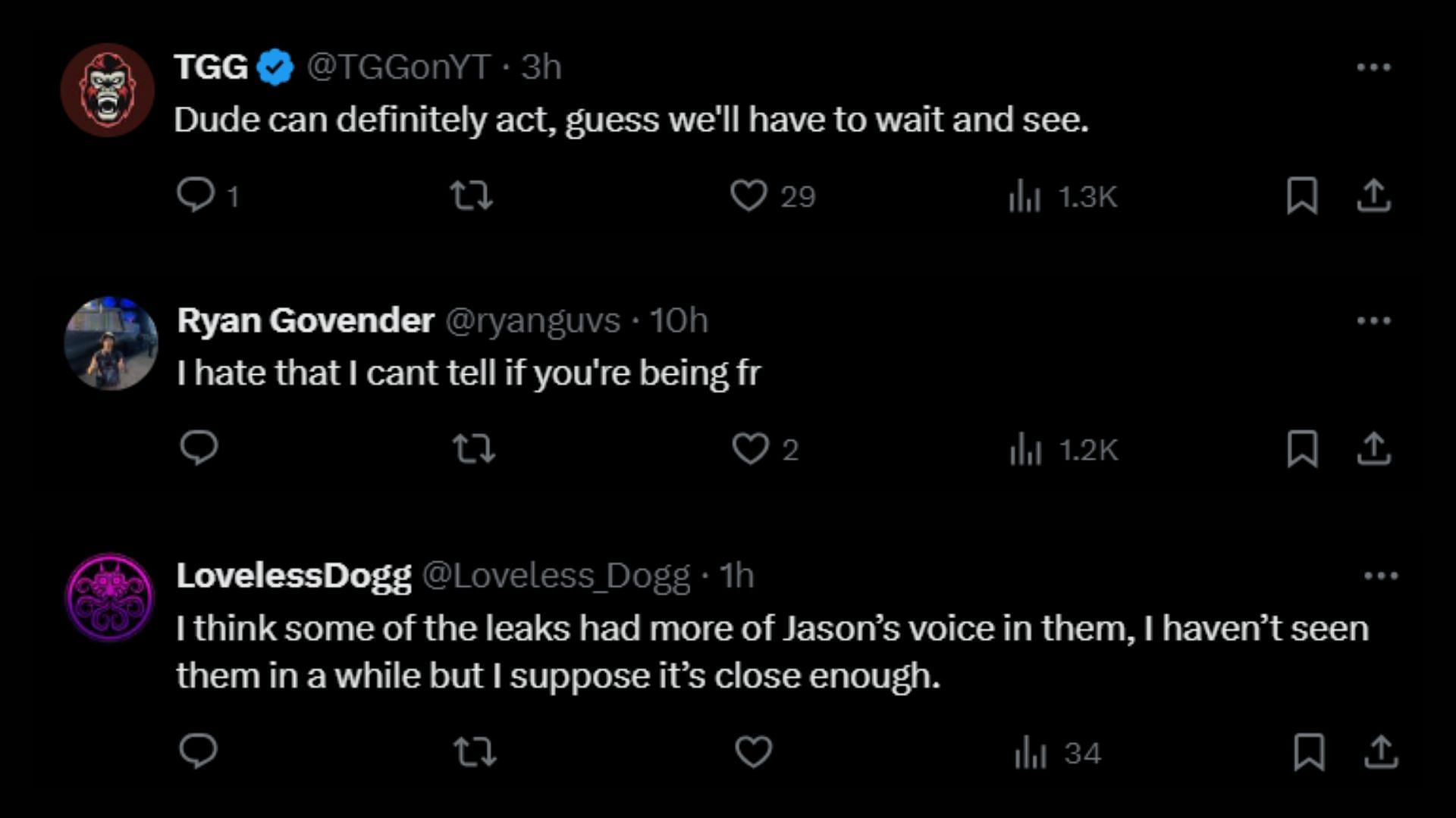 Fans shared their mixed reactions to the GTA 6 Jason actor discovery (Images via X)