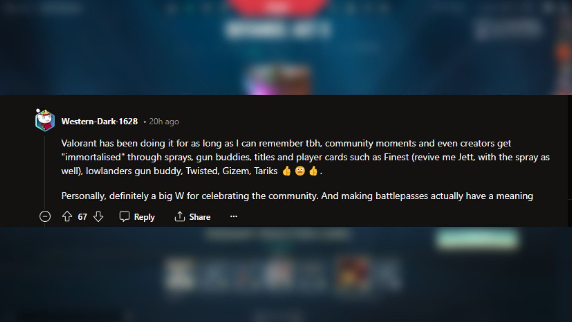 User comments from the Valorant subreddit (Image via Reddit)