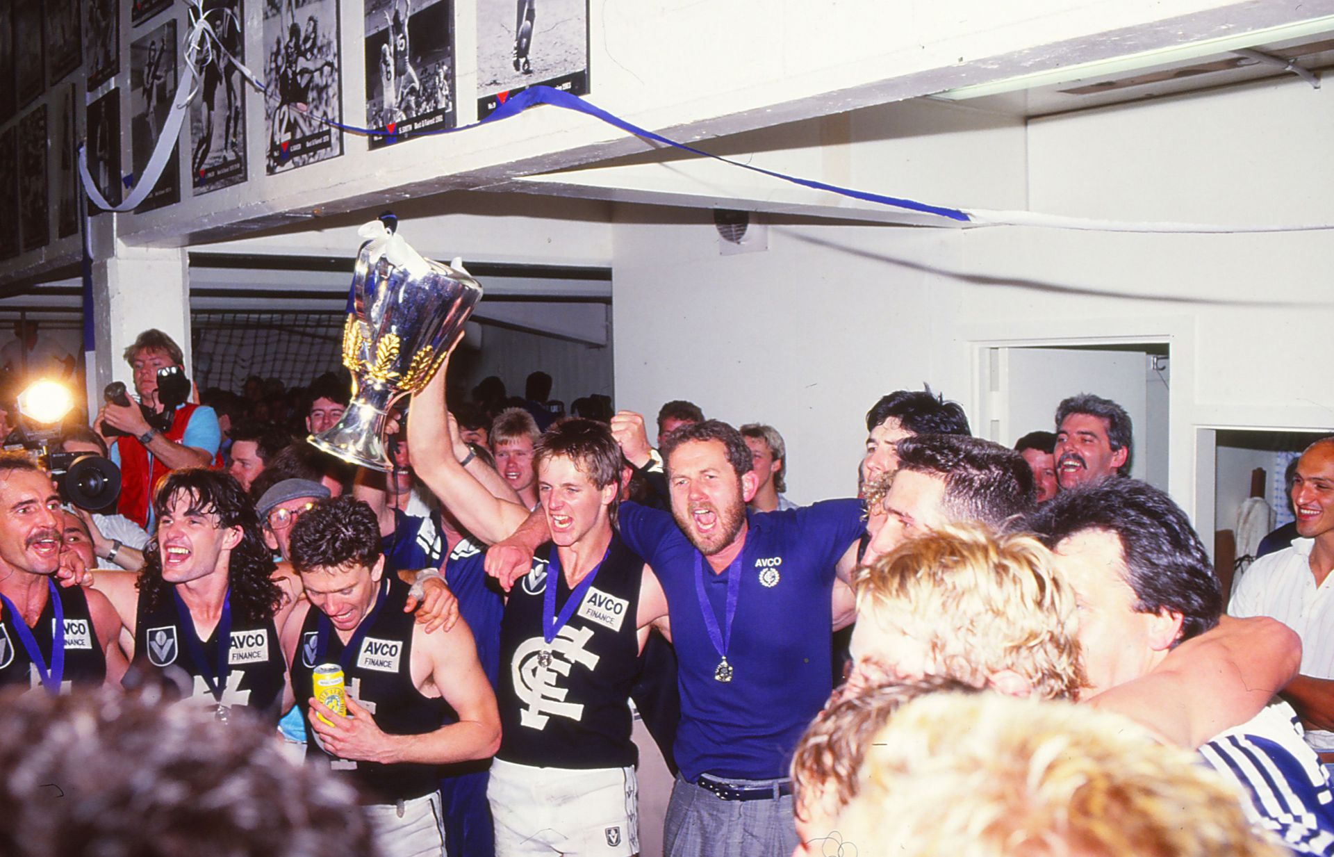 The Carlton Blues celebrate winning the 1987 VFL Grand Final