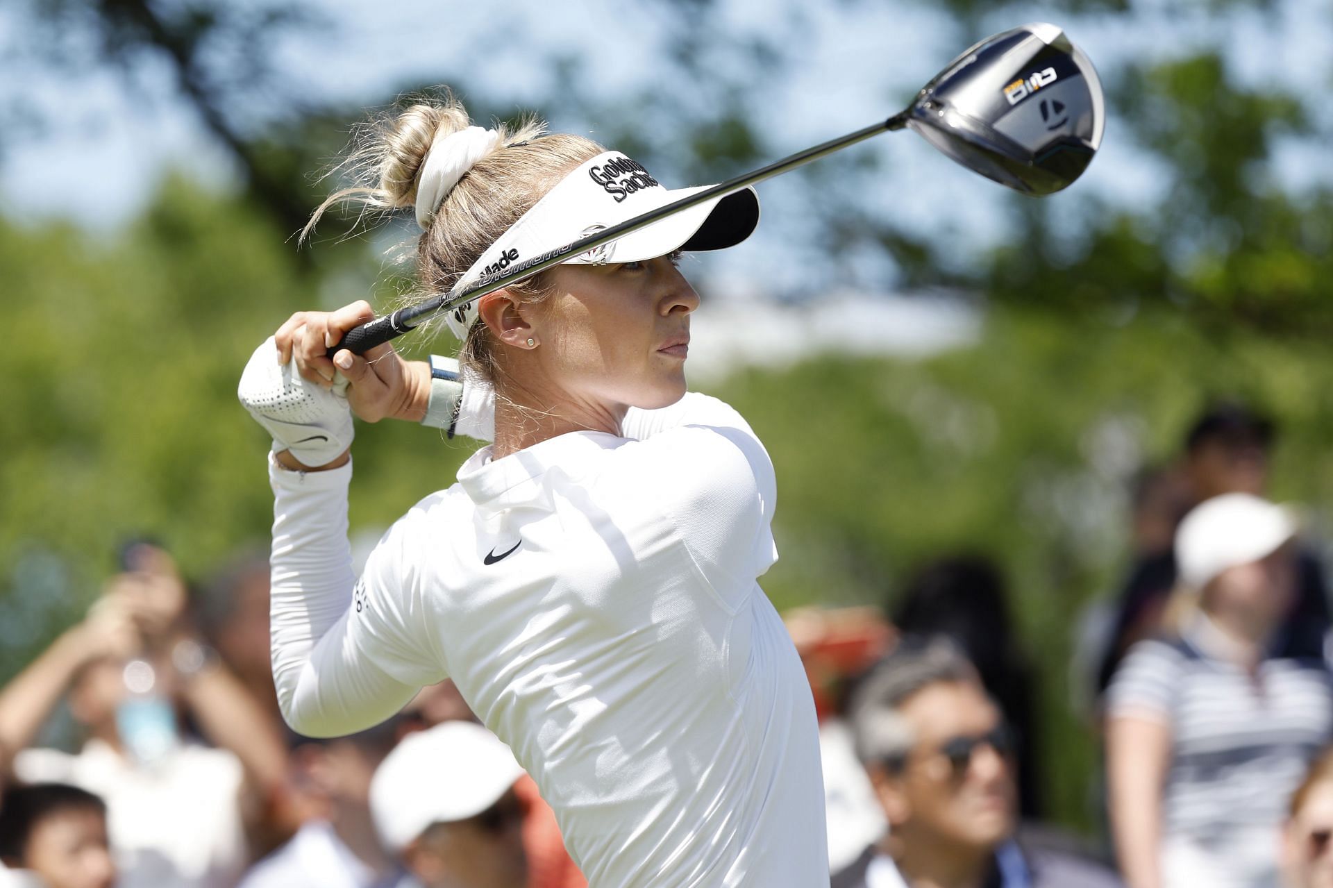Nelly Korda playing from the sixth tee at the Mizuho Americas Open (Image via Getty)