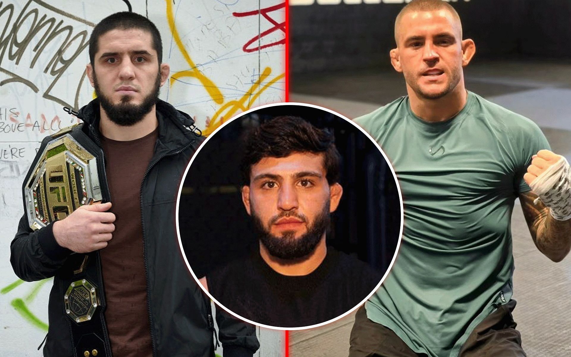 Islam Makhachev (left), Arman Tsarukyan (middle), and Dustin Poirier (right) are counted among the most elite lightweights in MMA today [Images courtesy: @islam_makhachev, @arm_011, and @dustinpoirier on Instagram]