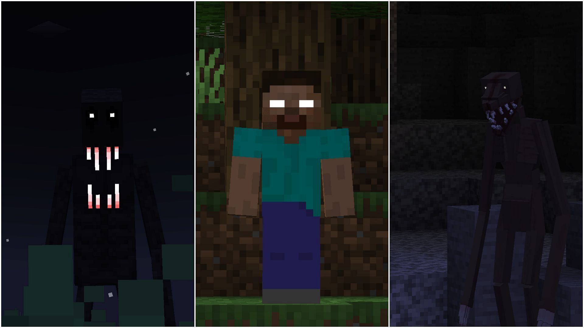 The modpack adds Cave Dweller, The Man From The Fog, and Herobrine (Image via CurseForge)