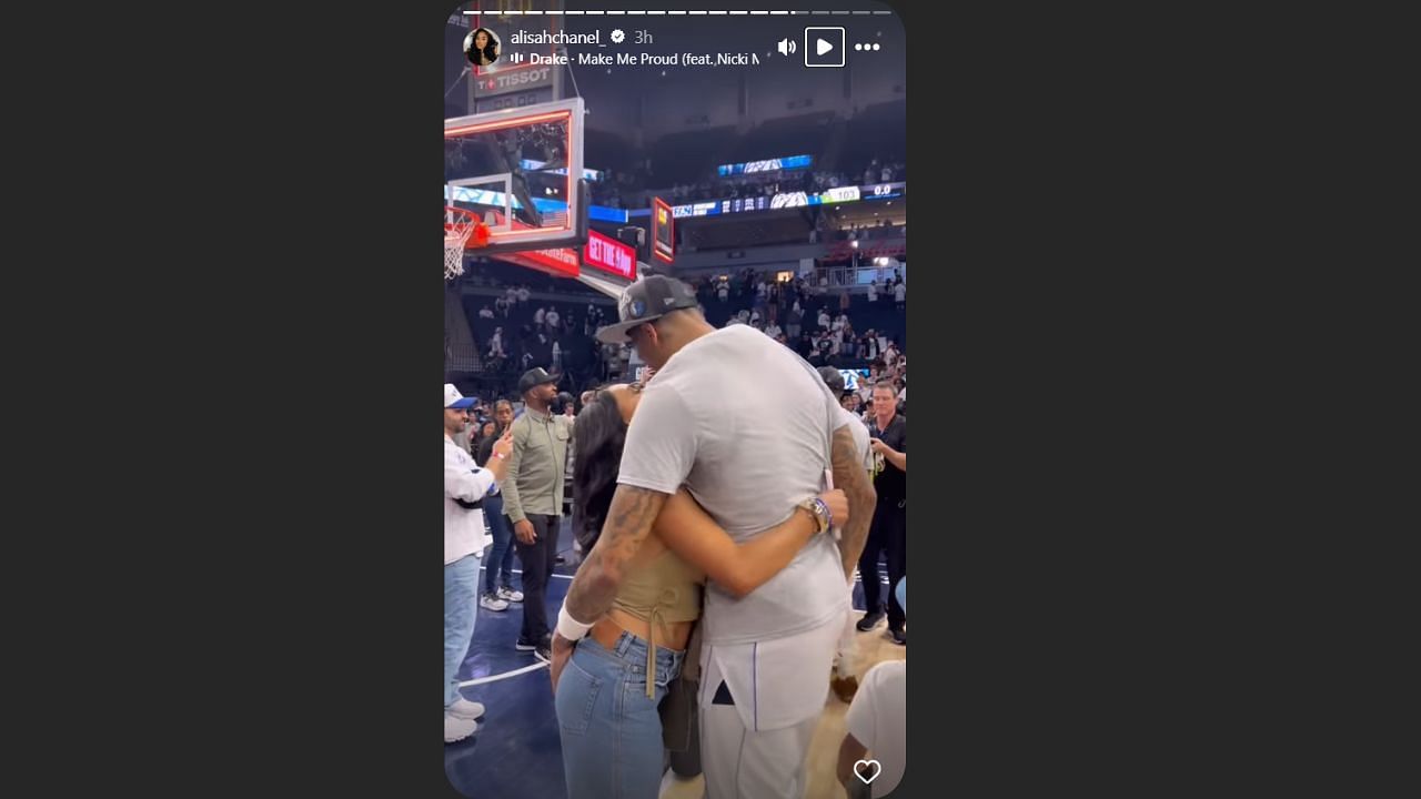 PJ Washington and Alisah Chanel hugging after the Mavericks win