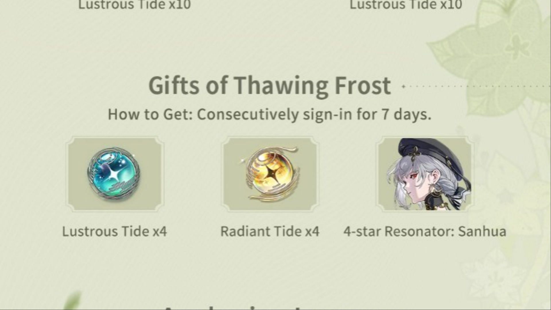 Rewards from Gifts of Frosting Thaw event (Image via Kuro Games)