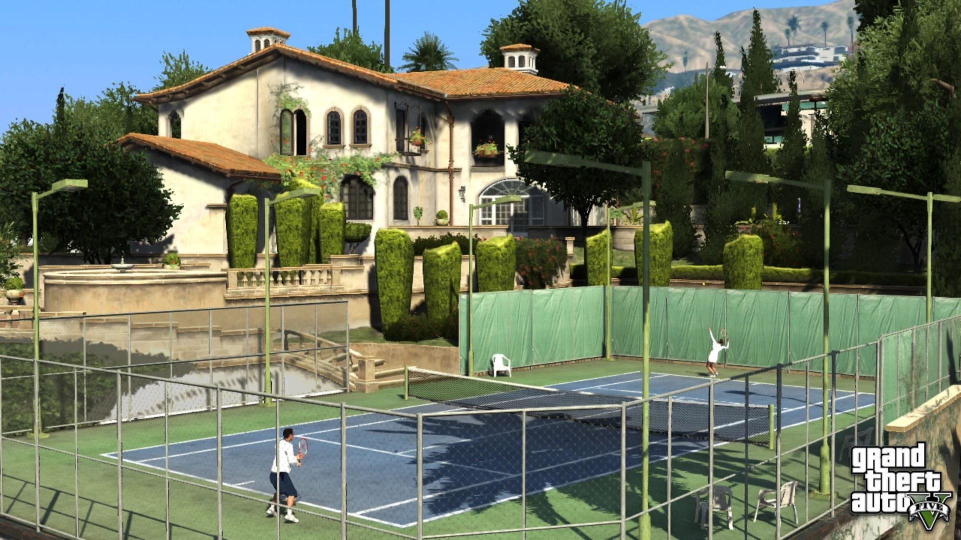 One of the earliest GTA 5 screenshots that showed the tennis activity (Image via Rockstar Games)
