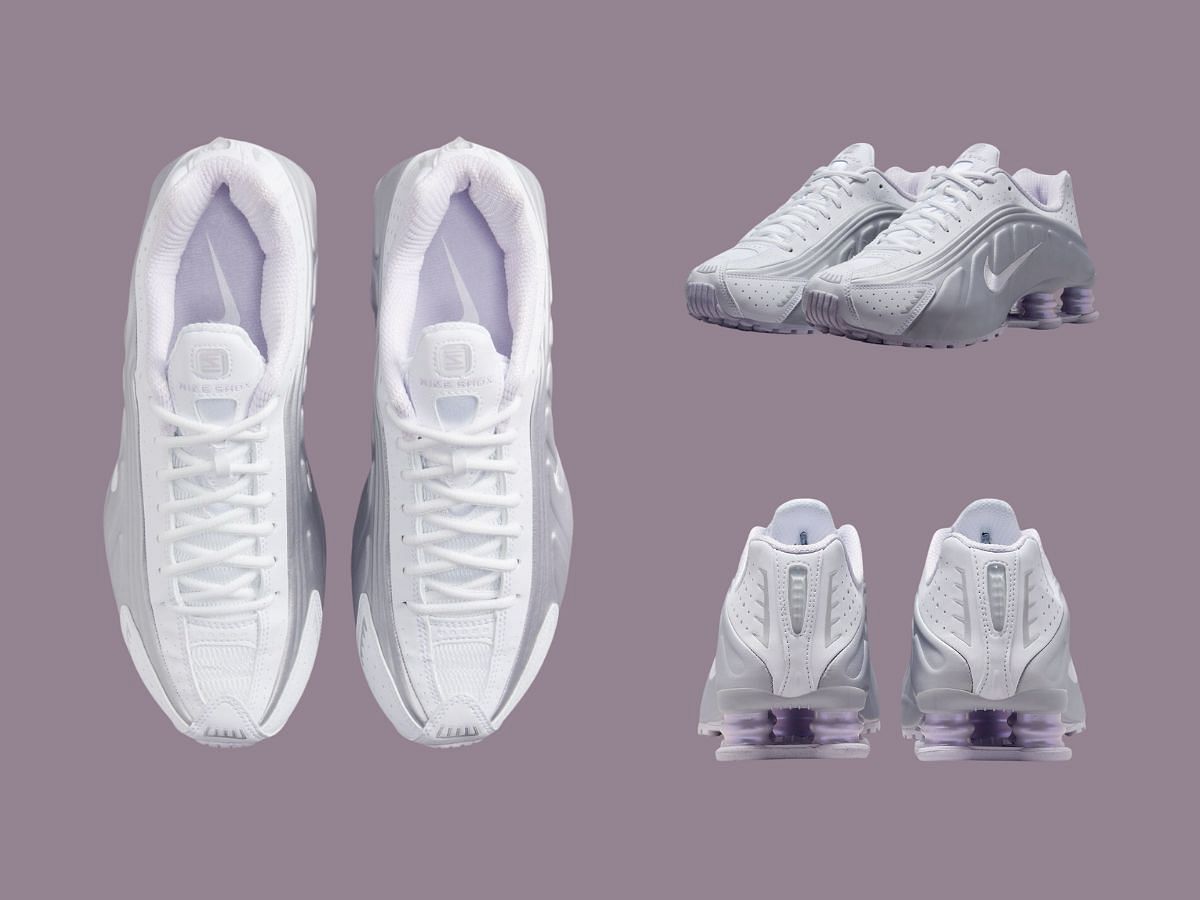 Shox R4 &ldquo;White/Metallic Platinum&rdquo; sneakers (Image via Twitter/@SBDetroit)