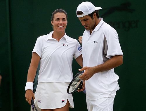 Jennifer Capriati and her brother Steven pictured at Wimbledon 2001