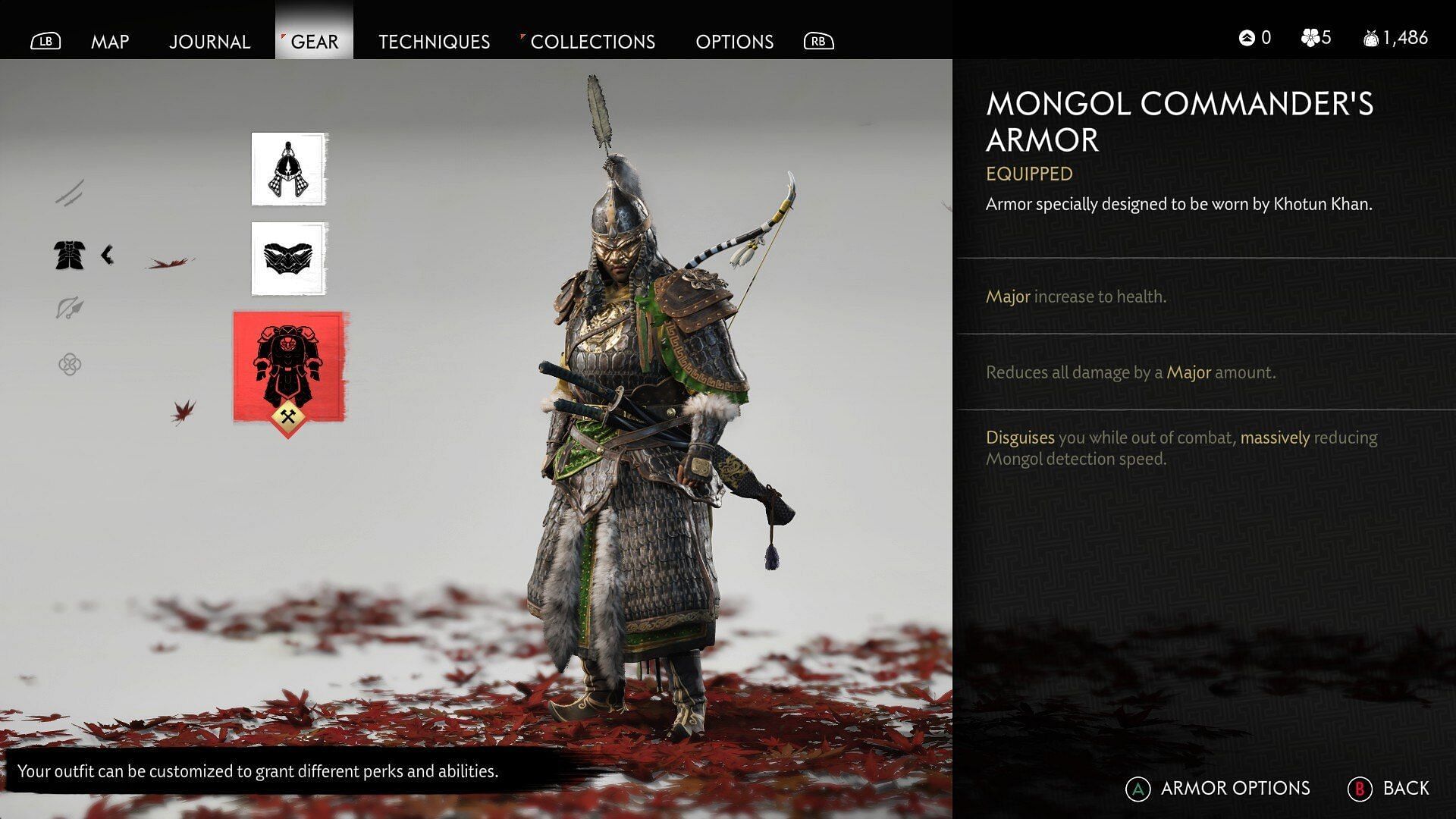 The Mongol Commander&#039;s armor in Ghost of Tsushima (Image via Nixxes Software)