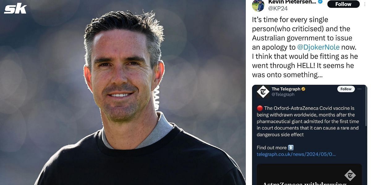 Kevin Pietersen (L) and his deleted post on Twitter/X.