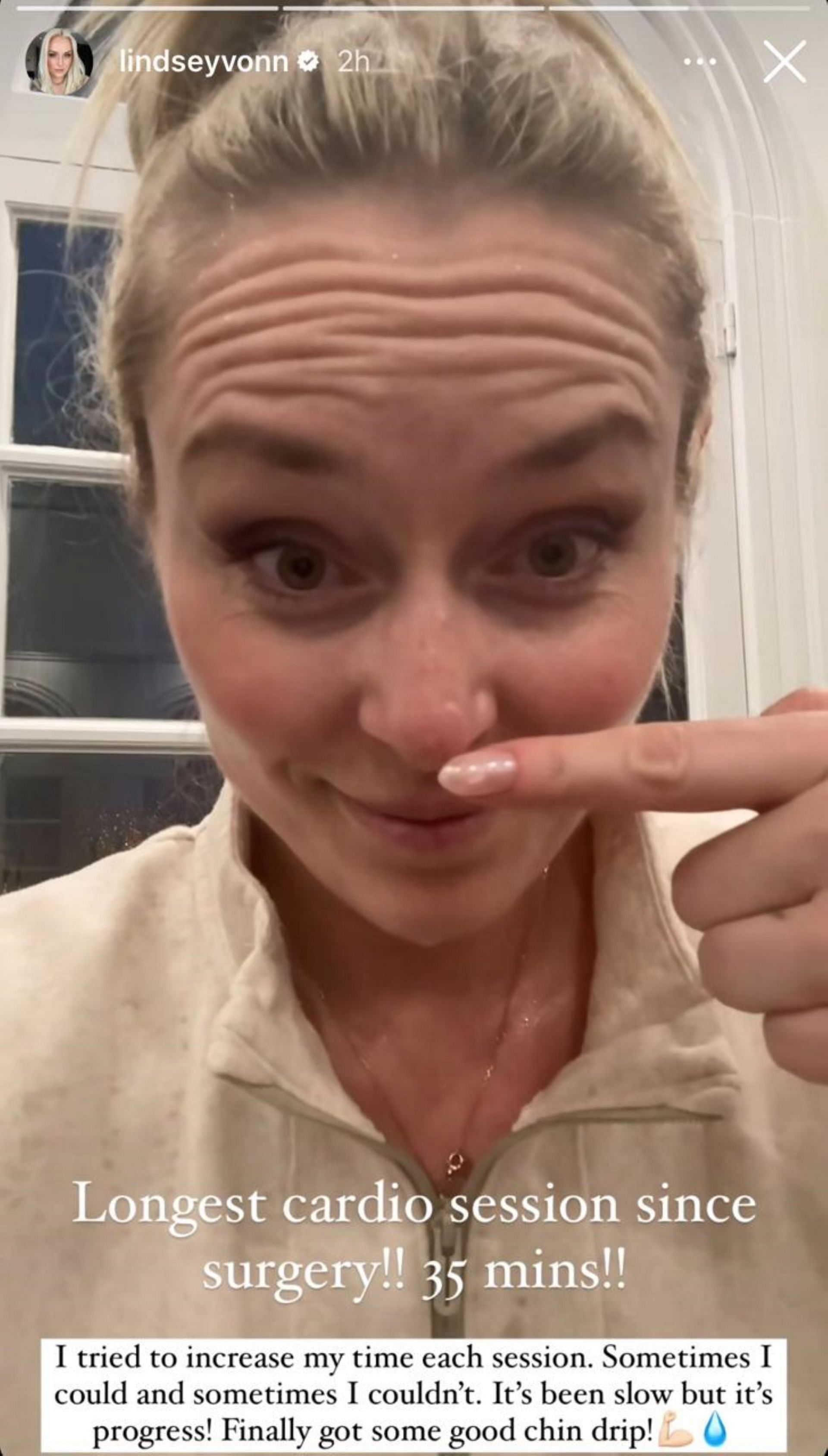 Lindsey Vonn after a cardio session