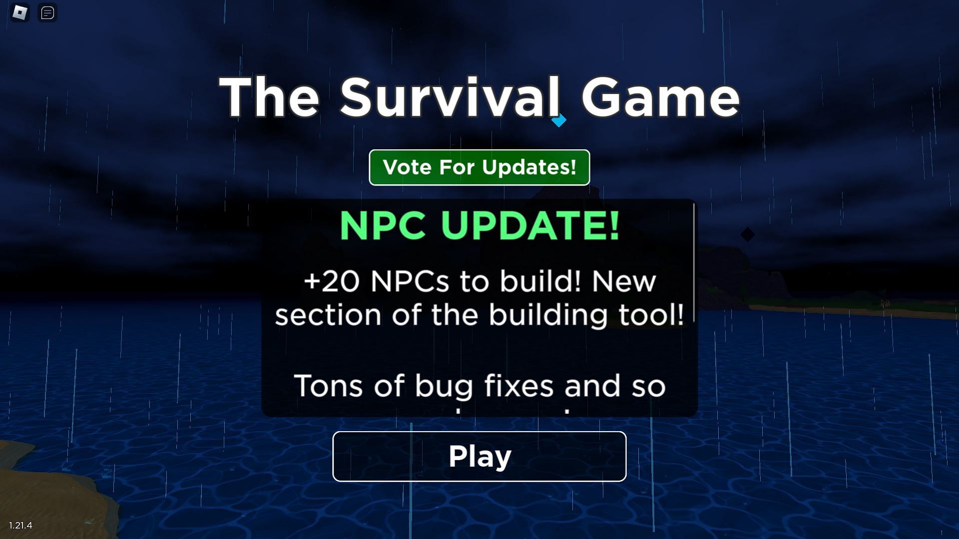 Title screen in The Survival Game (Image via Roblox)