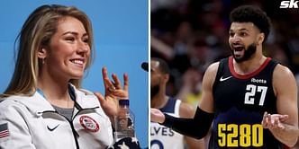 Mikaela Shiffrin reacts to Jamal Murray's half-court buzzer beater as Nuggets even series with Timberwolves in Western Conference semi-finals