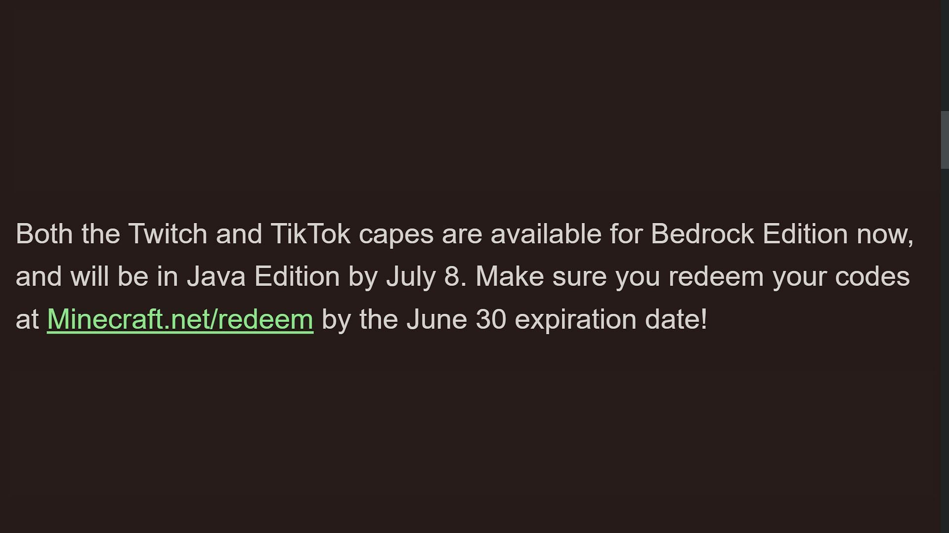 Mojang Studios officially confirms that all free capes will be coming to Java Edition (Image via Mojang Studios)