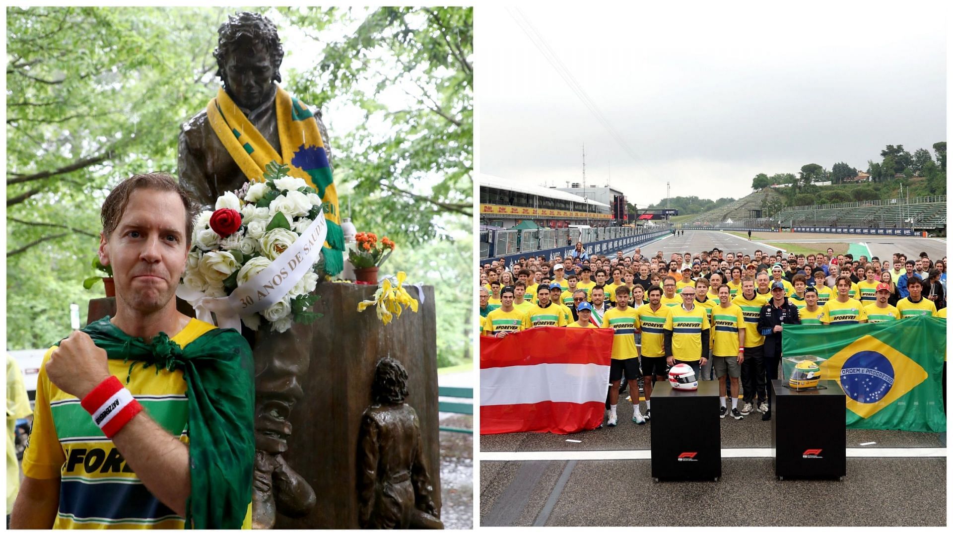 Sebastian Vettel organised a run at Imola with the F1 grid paying tribute to Ayrton Senna and Roland Ratzenberger