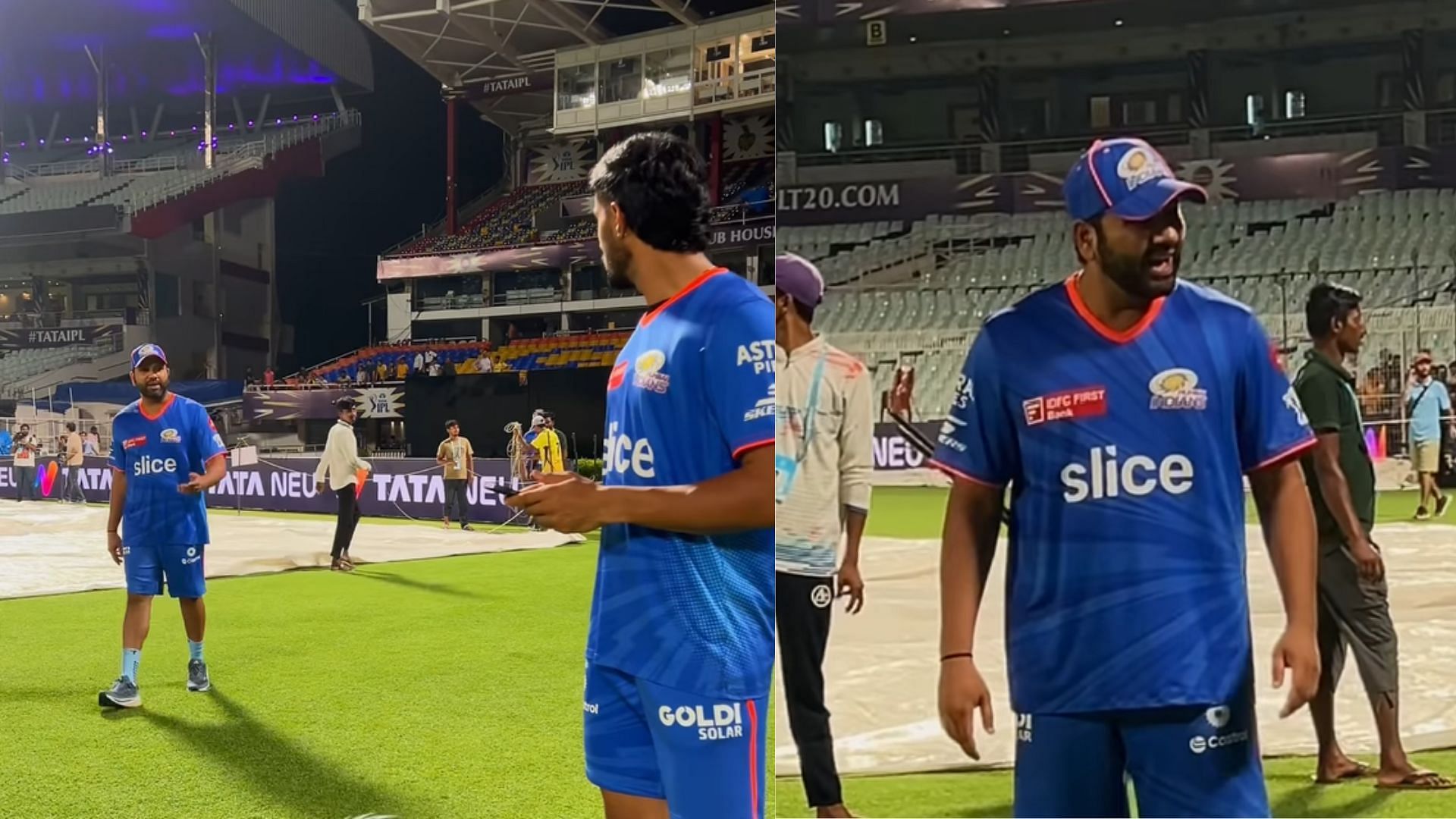 Snippets from the banter between Rohit Sharma and Tilak Varma